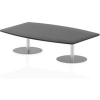 Italia 1800mm High Gloss Coffee Table Black Top 475mm High Silver Leg