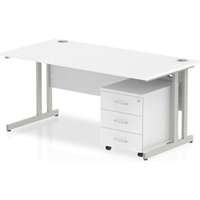 Impulse 1400 Straight Cantilever Workstation with Three drawer mobile