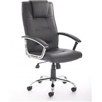 Thrift Executive Chair Black Soft Bonded Leather With Padded Arms