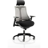 Flex Task Operator Chair Black Frame - Black Fabric Seat Grey Back - Arms - Headrest