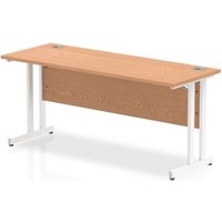 Impulse 1600 x 600mm Straight Office Desk Oak Top White Cantilever Leg