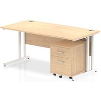 Impulse 1600 x 800mm Straight Office Desk Maple Top White Cantilever