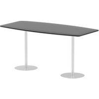 Italia 2400mm Poseur High Gloss Table Black Top 1145mm High Silver Leg