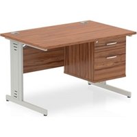Impulse 1200x800 Desk Walnut Silver Cable Managed Leg + Fixed Pedestal