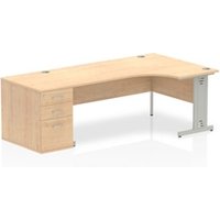 Impulse 1800mm Right Crescent Office Desk Maple Top Silver Cable