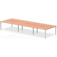Evolve Plus 1600mm B2B 6 Person Office Bench Desk Beech Top Silver