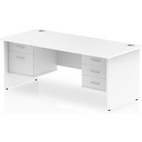 Impulse 1600 x 800mm Straight Office Desk White Top Panel End Leg