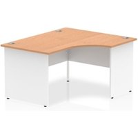 Impulse 1400mm Right Crescent Office Desk Oak Top White Panel End Leg