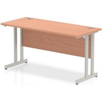 Impulse 1400/600 Rectangle Silver Cantilever Leg Desk Beech - MI001680