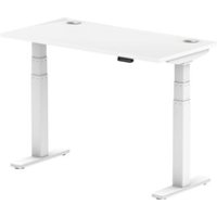 Air 1200x600mm Height Adjustable Desk White Top Cable Ports White Leg