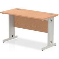Impulse 1200 x 600mm Straight Office Desk Oak Top Silver Cable Managed
