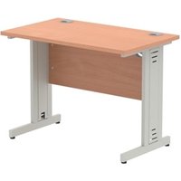 Impulse 1000 x 800mm Straight Desk Beech Top Silver Cable Managed Leg