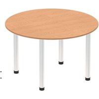 Impulse 1000mm Round Table Oak Top Chrome Post Leg I003755