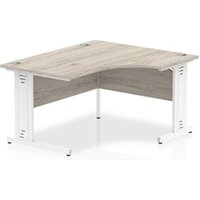 Impulse 1400mm Right Crescent Desk Grey Oak WhiteCable Managed Leg