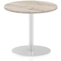 Italia 600mm Poseur Round Table Grey Oak Top 720mm High Silver Leg