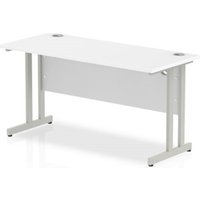 Impulse 1400/600 Rectangle Silver Cantilever Leg Desk White - MI002197