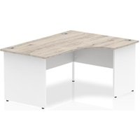 0 Impulse 1600mm Right Crescent Office Desk Grey Oak Top White Panel