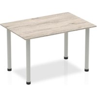 Impulse 1200mm Straight Table Grey Oak Top Silver Post Leg I003251