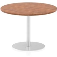 Italia 1000mm Poseur Round Table Walnut Top 720mm High Silver Leg