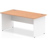 Impulse Panel End 1800 Rectangle Desk Oak Top White Panels - TT000023