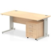 Impulse 1800x800 Desk Maple Top Silver Cable Managed Leg + Mobile Ped