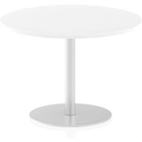Italia 1000mm Poseur Round Table White Top 720mm High Silver Leg