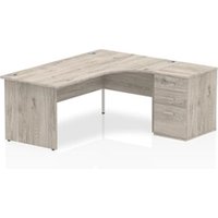 Impulse 1800mm Right Crescent Desk Grey Oak Panel Leg + Desk High Ped