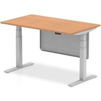 Air Modesty 1400 x 800mm Height Adjustable Office Desk Oak Top Silver