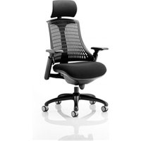 Flex Task Operator Chair Black Frame - Black Fabric Seat Black Back - Arms - Headrest