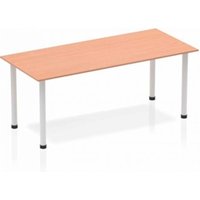 Impulse 1800mm Straight Table Beech Top Silver Post Leg BF00169