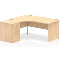 Impulse 1600mm Left Crescent Office Desk Maple Top Panel End Leg