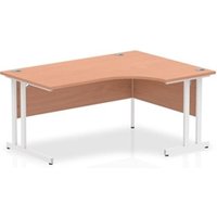 Impulse 1600mm Right Crescent Office Desk Beech Top White Cantilever