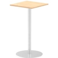 Italia 600mm Poseur Square Table Maple Top 1145mm High Silver Leg