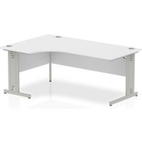 Impulse 1800mm Left Crescent Office Desk White Top Silver Cable