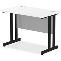 Impulse 1000 x 600mm Straight Office Desk White Top Black Cantilever