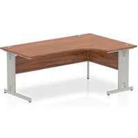 Impulse 1800mm Right Crescent Office Desk Walnut Top Silver Cable