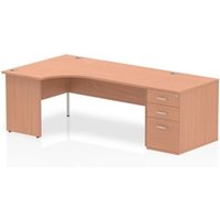 Impulse 1800mm Left Crescent Office Desk Beech Top Panel End Leg
