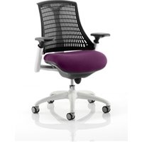 Flex Task Operator Chair White Frame Black Back Bespoke Colour Seat Tansy Purple