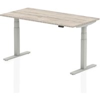 Air 1600 x 800mm Height Adjustable Office Desk Grey Oak Top Silver Leg