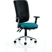 Chiro High Back Task Operators Chair Height Adjustable Arms - Black Back - Seat Maringa Teal