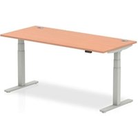Air 1800x800mm Height Adjustable Desk Beech Top Cable Ports Silver Leg