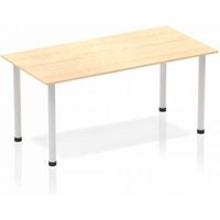 Impulse 1600mm Straight Table Maple Top Silver Post Leg BF00192