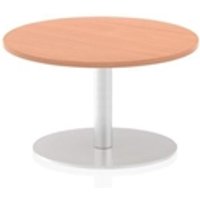 Italia 600mm Round Coffee Table Beech Top 475mm High Silver Leg