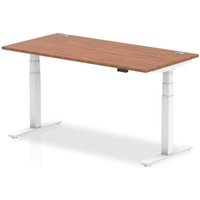 Air 1600x800mm Height Adjustable Desk Walnut Top Cable Ports White Leg