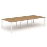 Evolve Plus 1200mm B2B 6 Person Office Bench Desk Oak Top White Frame