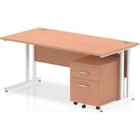 Impulse 1600 x 800mm Straight Office Desk Beech Top White Cantilever
