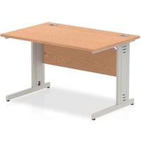 Impulse 1200 x 800mm Straight Office Desk Oak Top Silver Cable Managed