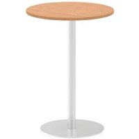 Italia 600mm Poseur Round Table Oak Top 1145mm High Silver Leg ITL0116