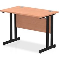 Impulse 1000 x 600mm Straight Office Desk Beech Top Black Cantilever