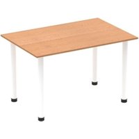 Impulse 1200mm Straight Table Oak Top White Post Leg I003681